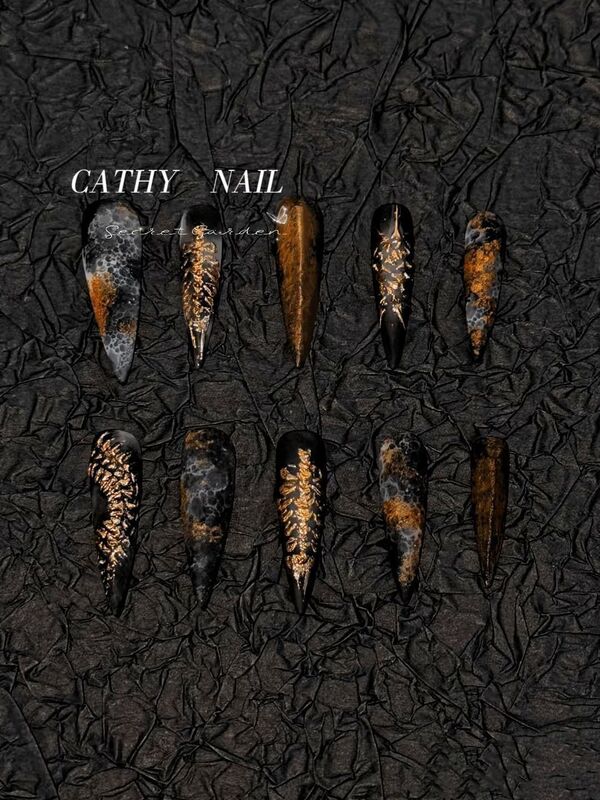 Fashion Week Dark Ritual Fossil Spine Bone Sharp Meteorite Texture Radiant Nail Art