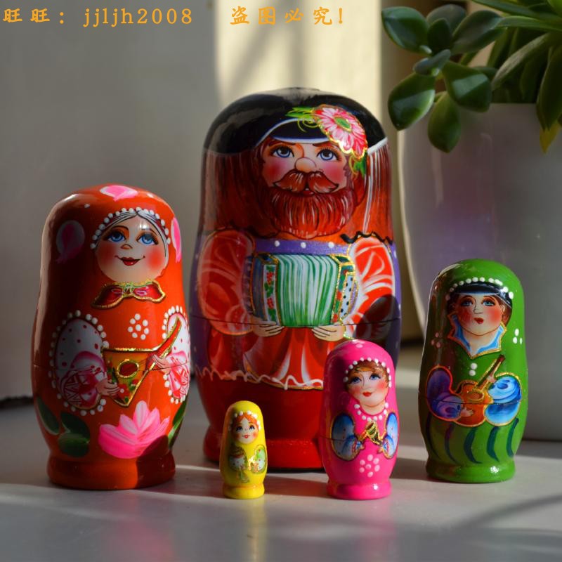 Accordion 5 layers of dolls Russia's five floors Painted Natural Linden Wood Baking Varnish Tasteless And Environmentally Healthy New
