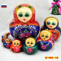  Matryoshka doll big belly 10 layers Matryoshka ten layers of pure hand-painted paint Basswood new product height 10 cm
