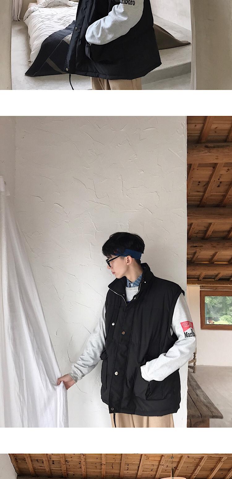 Ins siêu lửa lưới màu đỏ mùa đông dày áo ấm cotton áo khoác tình huống màu rắn vest chic chic áo sơ mi nam comple tuổi 50