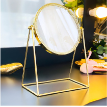 Gold lace desktop mirror Princess mirror Single-sided countertop mirror Large HD simple portable beauty mirror