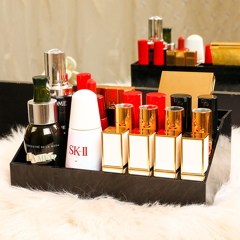 Black acrylic multifunctional large lattice mouth red containing box color makeup cosmetic containing box table top containing box