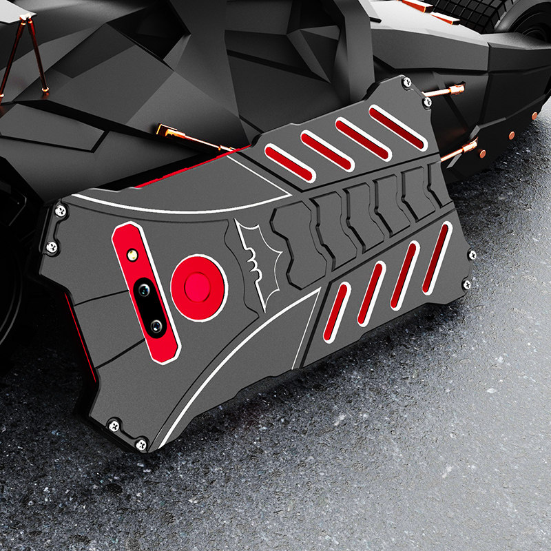 R-Just Batman Shockproof Aluminum Shell Metal Case with Custom Batarang Stent for LG G8 ThinQ