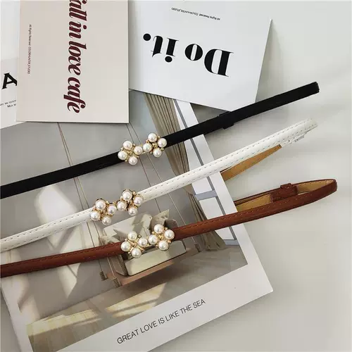 Черный ремень, платье, аксессуар из жемчуга, универсальная подходит с юбкой, из натуральной кожи