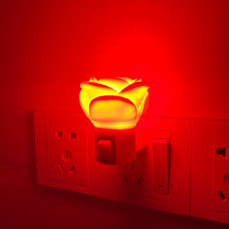 Red Rose Night Light Creative Socket Decorative Light Atmosphere Night Light Bedroom Sleep Light Bedside Wall Lamp