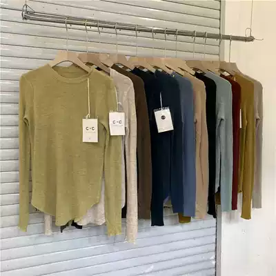 C C603 autumn 2021 soft Joker slim slim slim round neck long sleeve solid color inner jacket shirt Women