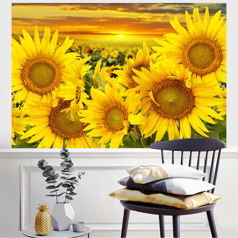 Net red sunflower background cloth ins hanging cloth Famous accommodation decoration room Dormitory Sunflower rental room background tapestry