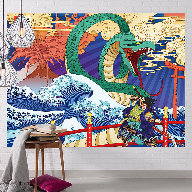 Japanese-style ukiyo-e background cloth ins hanging cloth dormitory bedside renovation decorative tapestry set room girly bedroom