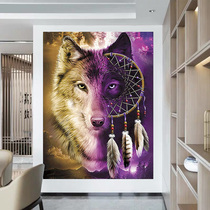 Wolf totem tapestry background wall cloth tablecloth wolf head hanging cloth Nordic animal vertical ins house transformation bedroom wall cloth painting