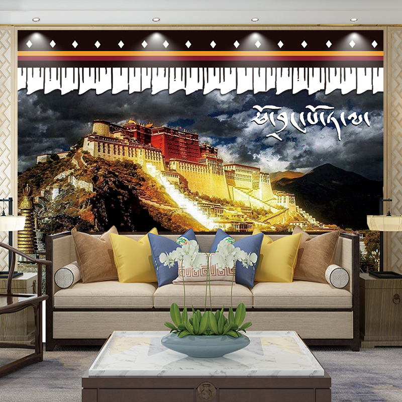 Custom-hidden hanging cloth hanging painting Living room bedroom Kitchen Hotel Background Wall Net Red Tibetan Opera Dormitory Ethnic Wind Tapestry