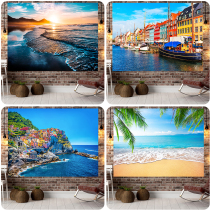 Net Red Girl room background cloth ins hanging cloth landscape tapestry bedside dormitory wall cloth renovation bedroom decoration