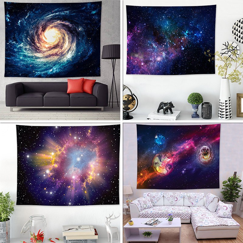 Nordic Universe Stars Empty hanging Bins Tapestry Wall Cloth Background Cloth dorm Bedroom Decorative Cloth Wall Hanging Wall Hanging Canvas