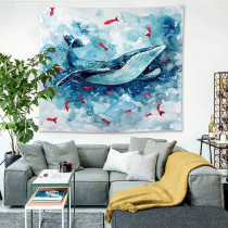 Taobao live background hanging cloth ins Nordic wall decoration hipster shooting decorative tablecloth whale tapestry
