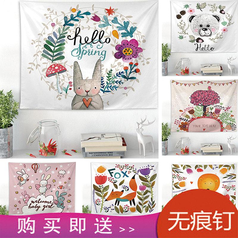 Nordic Cartoon Tapestry Bedroom Room Sale Cute Little Rabbit Hanging Bouins Walls Background Cloth Tablecloths Sofa Towels