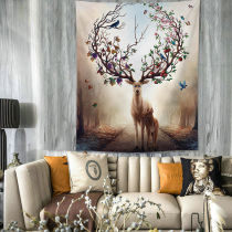 Nordic elk dormitory decoration ins tapestry wall decorative blanket wall bedroom background cloth partition hanging curtain hanging cloth