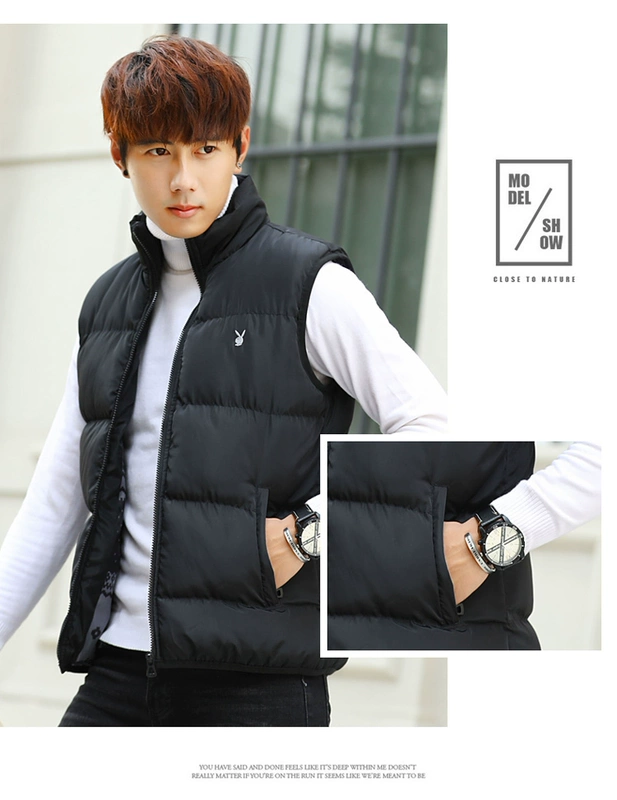 Mùa thu đông Playboy xuống cotton vest nam phiên bản Hàn Quốc của vest ấm áp vest dày áo khoác bánh mì áo khoác áo ba lỗ tanktop nam