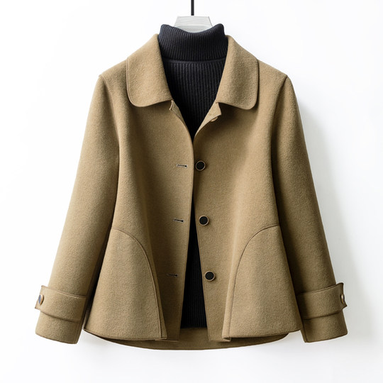 High-end double-sided woolen coat for small women 2022 autumn and winter short Korean version loose temperament woolen coat