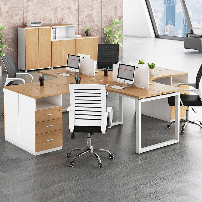 Staff Desk 4 People with a minimalist modern office Screen staff table and chairs Combined 6 People's office furniture