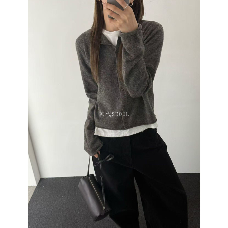Korean Chic Etter Seamless One-Piece Merino Wool 50 Autumn/Winter Simple Everyday Multi-Color Knitted Cardigan Korean Chic Etter Seamless One-Piece Merino Wool 50 Autumn/Winter Simple Everyday Multi-Color Knitted Cardigan