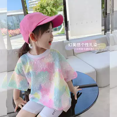 Tide brand Girl short sleeve T-shirt 2021 summer new baby children foreign pie coat child half sleeve base shirt thin