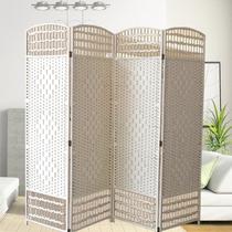 Straw woven rattan bedroom Chinese folding screen partition modern simple plastic winding mobile folding screen