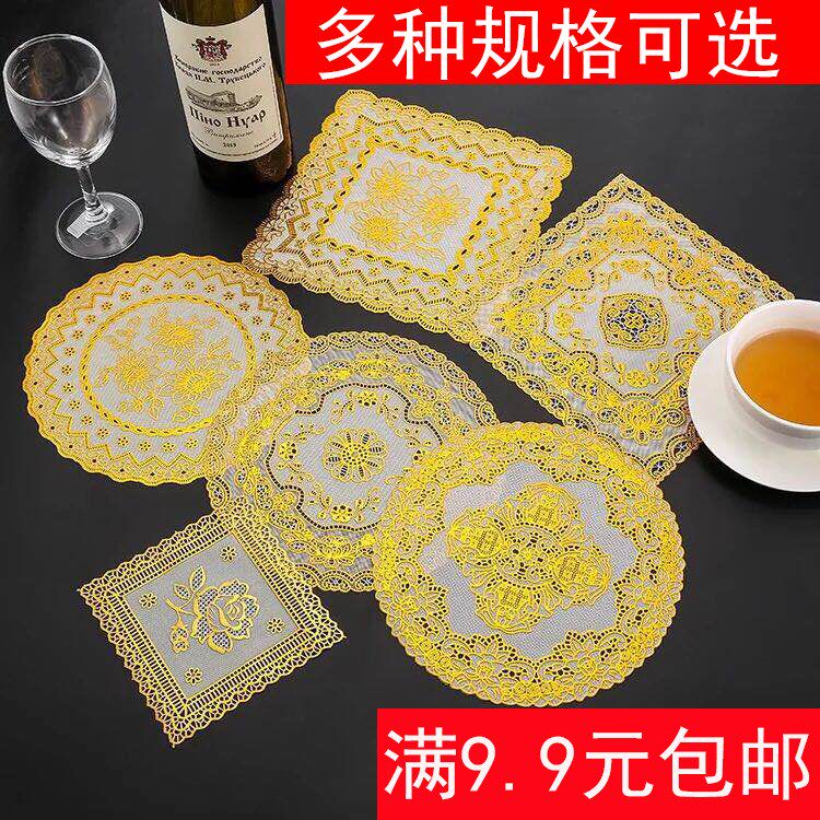 12cm square bronzed gold cup mat smoking ashtray cushion 16 cm round anti-burn and heat insulation mat table cushion tea cup cushion
