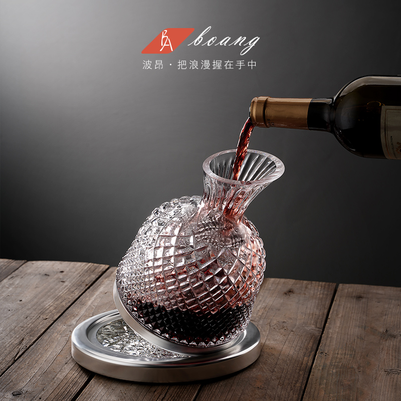 Diamond cut crystal glass wine decanter home tumbler spin luxury same gyroscope set