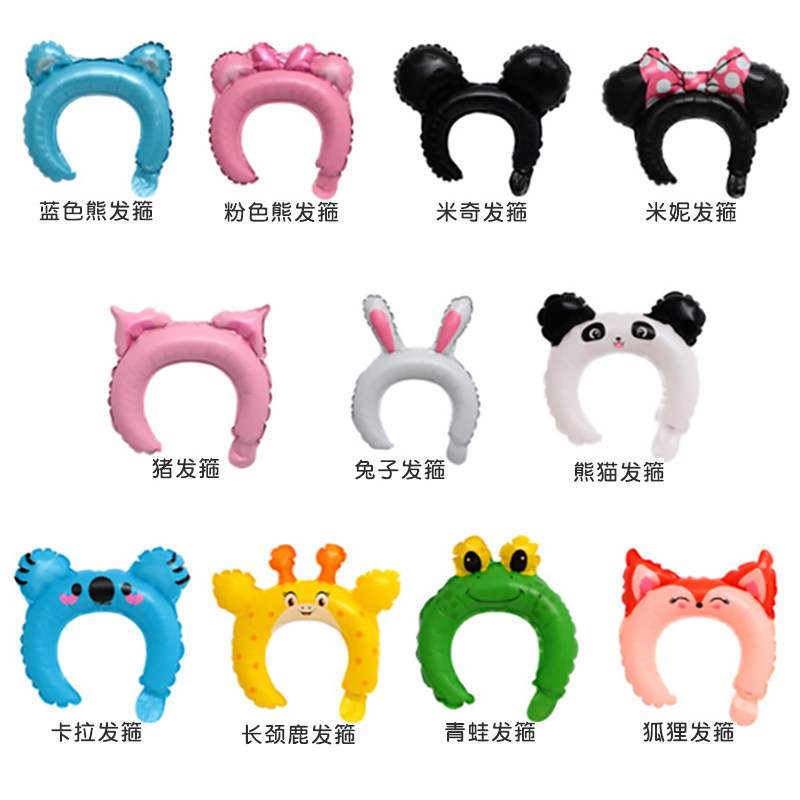 New cartoon hair hoop aluminum film balloon Michimini Bear Rabbit ear headdress for children's birthday party decoration