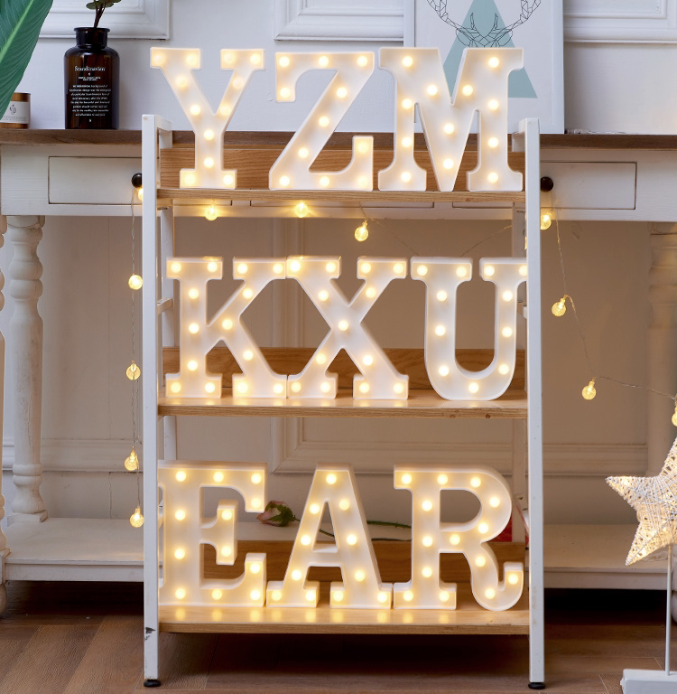 led English luminous letters ktv decoration birthday layout props digital lights create a new style of trunk tail goods