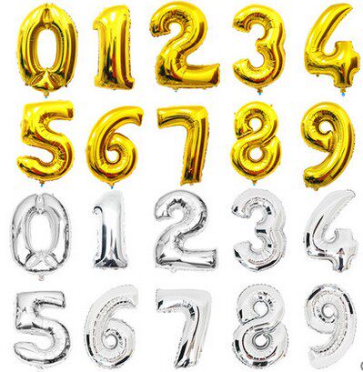 16 Inch Gold Silver Silver Color Digital Import Aluminum Film Balloon Festival Wedding Wedding Birthday Decoration Arrangement Iridescent Full Day Discount Season