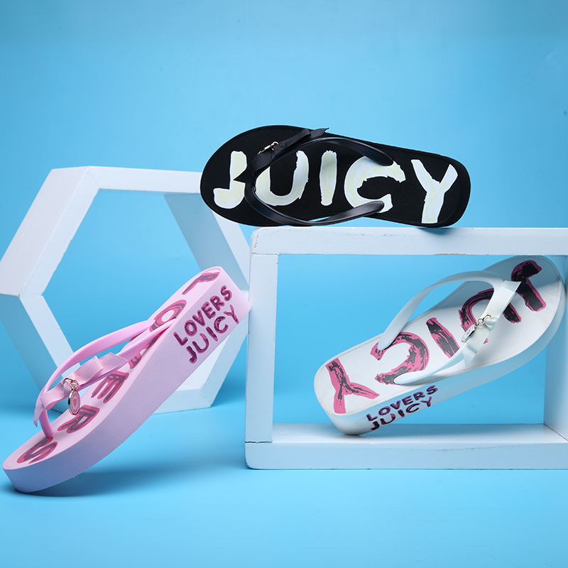 Casual, Fashionable and Comfortable Graffiti Flip-Flops for Women, Non-Slip Thick-Soled Wedge Slippers, Printed High-Heeled Sandals, Flip-Flops