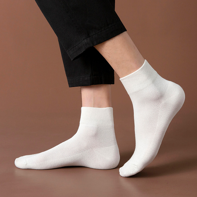 Men's and Women's White Mid-Calf Socks, Summer Thin Breathable Cotton Socks, Suitable for Wedding Photos, Mesh White Socks, Summer Mid-Waist Socks