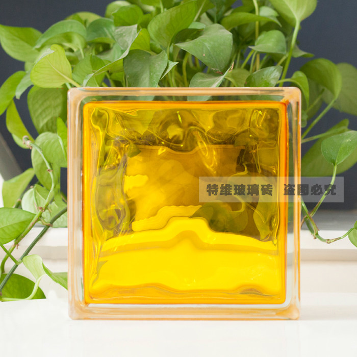 Inner Color Yellow Glass Brick Hollow Brick Partition Brick Bedroom Color Transparent Crystal Square Gen Guan Make-up Room Wall