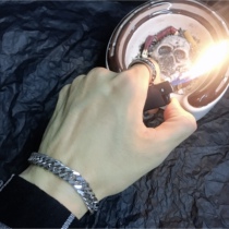 Homemade fashion new ins net red simple cold style couple jewelry solid color chain titanium steel wide bracelet men and women
