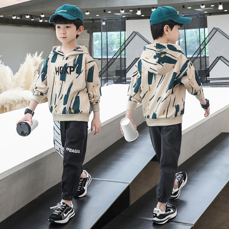 Boys suits 2022 new western style middle-aged children's net red clothes handsome boys spring and autumn fashionable children's clothing casual tops