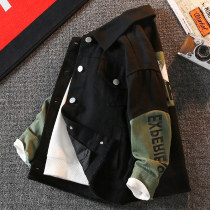 Boy Clothing Boy Jacket 2022 Spring Fall New CUHK Boy Denim Tide Card Handsome boy jacket blouse