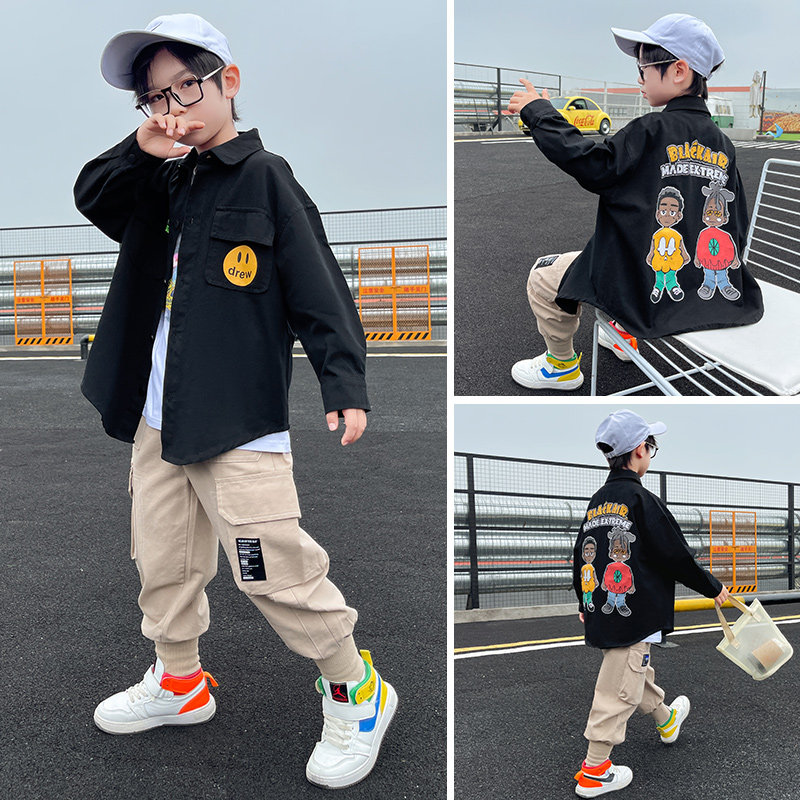 Children's clothing boys' autumn suit 2022 new foreign style fashionable medium and large children's casual sports sweater two-piece trendy
