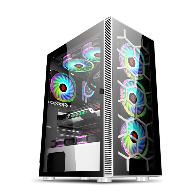 Play Jiayaoguang desktop computer mainframe box wide-body game full-side transparent glass 360 water-cooled E-ATX large board