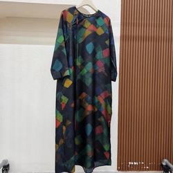 K1975-100% silk twill 6A grade rhombus plaid printed dress