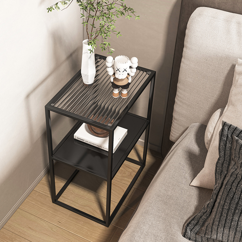 Minimalist Changhong glass side table living room sofa corner table modern coffee table bedside table wrought iron simple balcony small table