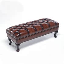 American genuine leather foot sofa stool Euro style strip clothing shop for shoes stool bedroom bed tail stool cloister leather