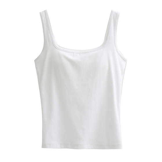 Square collar camisole women's spring and summer beautiful back sports sleeveless outer wear inner wear with chest pad all-in-one white bottoming top