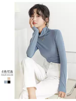 Modal high collar base shirt women 2021 high collar autumn winter thin black slim long sleeve T-shirt interior top