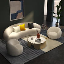 Nordic fabric sofa designer model room living room light luxury wind small apartment curved single Double Trio