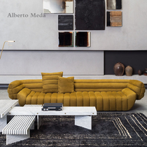 Modern simple living room fabric sofa curved designer single and double triple combination light luxury small apartment straight row length