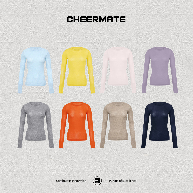 Merino Wool Base Layer Shirt for Women, Autumn and Winter Slim Fit Long-Sleeve T-Shirt, Sports Yoga Top, Fashionable and Slimming