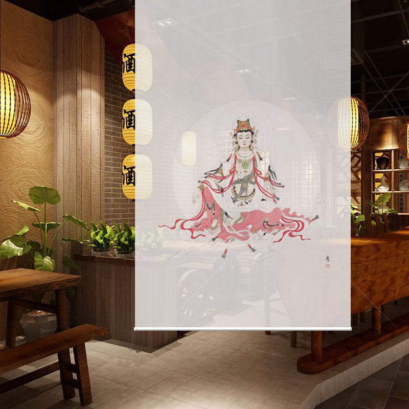 Chinese painting classical series screen partition custom modern Chinese style Buddha Guanyin Bodhisattva study temple shutter