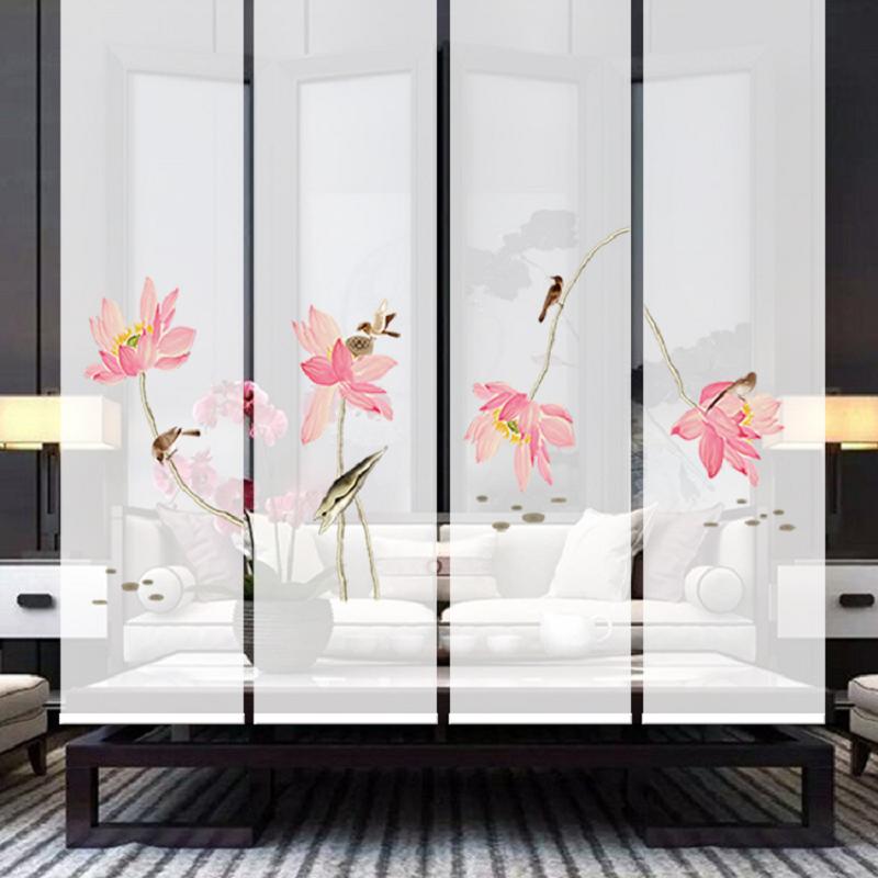 Modern Chinese minimalist lotus quadruple screen partition living room bedroom kitchen balcony retro waterproof roller shutter