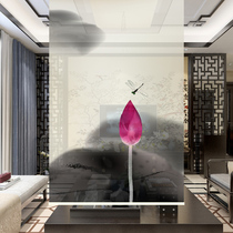 New Chinese ink lotus meticulous painting screen soft partition bedroom restaurant balcony shading insulation pull roller curtain