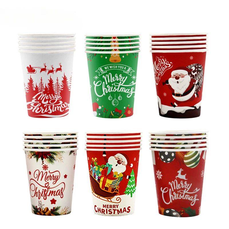 Christmas Party Supporters Reindeer Disposable Paper Cups for -